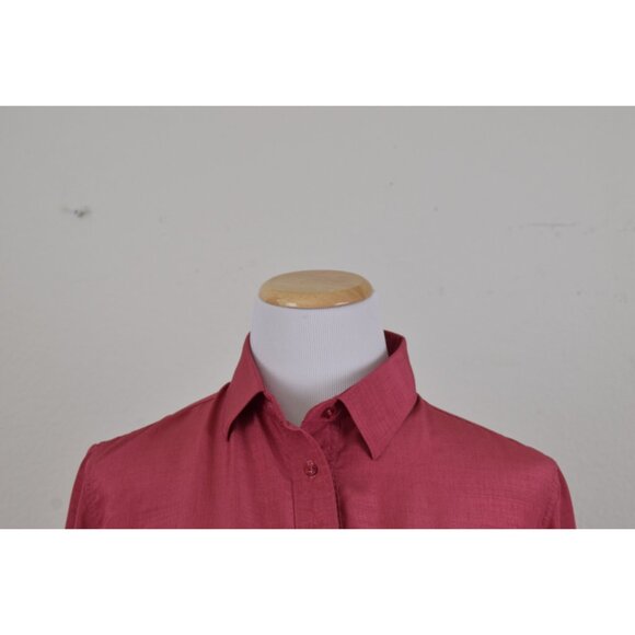 Vintage 80s Polyester Rouge Pink Blouse‎ - Picture 7 of 9